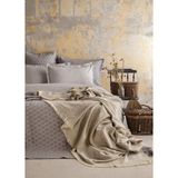 Apricitas Home Trona Gri Çift Kişilik %100 Pamuk Nevresim Takımlı Battaniye ve Yatak Örtüsü Seti - 230 x 240 cm