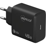 Apricot APC-U445/B 45W Gan Siyah Hızlı Ev Şarj Adaptörü - Şarj Cihazı