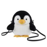 Apricot Lamb Eğlenceli Penguen Peluş Hayvan Şekilli Crossbody Çanta, Çocuk ve Yetişkin Moda El Çantası, Fermuarlı Oyuncak El Çantası (25 cm), Siyah