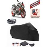 Aprilia Tuono V4 1100 Factory Branda Siyah Arka Çanta Uyumlu(Topcase) Motosiket Brandası Motor Örtüsü Çadır Su Geçirmez Motosiklet Kılıfı Motor Brandası,lastikli,taşıma Torbalı