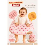 Apronica Kiraz Desenli Mama Sandalyesi Örtüsü-Tüm Modellere Uyumlu-Taşıma Kılıflı