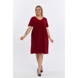 Apsen Collection Apsen Kadın Bordo Büzgü Detaylı midi Yazlık büyük Beden Elbise 4424-105