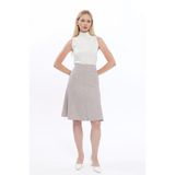 Apsen Collection Apsen Kadın Gri Midi Boy Kloş Dokuma Etek 2194-63