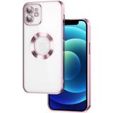 Apsuwa Apple iPhone 12 Omega Kamera Korumalı Logo Gösteren Silikon Rose Gold Telefon Kılıfı