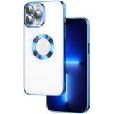 Apsuwa Apple iPhone 13 Pro Max Omega Kamera Korumalı Logo Gösteren Silikon Mavi Telefon Kılıfı