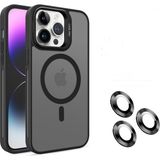 Apsuwa Apple iPhone 15 Pro Max Kılıf Magsafe Sert Mika Standlı + Lens Koruyucu - Siyah