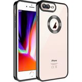 Apsuwa Apple iPhone 8 Plus Omega Kamera Korumalı Logo Gösteren Silikon Siyah Telefon Kılıfı