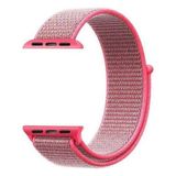 Apsuwa Apple Watch Nike Se 44MM Uyumlu Kordon Cırtcırt Kumaş Saat Kordonu 44/K03--PEMBE