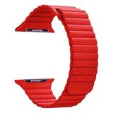 Apsuwa Apple Watch Se 44MM Uyumlu Kordon Loop Deri Mıknatıslı Saat Kordonu 44/K09--KIRMIZI - Kırmızı