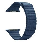Apsuwa Apple Watch Se 44MM Uyumlu Kordon Loop Deri Mıknatıslı Saat Kordonu 44/K09--LACIVERT