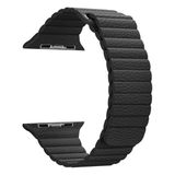 Apsuwa Apple Watch Se 44MM Uyumlu Kordon Loop Deri Mıknatıslı Saat Kordonu 44/K09--SIYAH