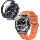 Apsuwa Huawei Watch Ultimate Kordon Kayış Soft Silikon Turuncu + Ekran Koruyucu Kasa Lacivert