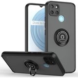 Apsuwa Realme C25Y Kılıf Yüzüklü Montreal Standlı Sert Silikon + Ekran Koruyucu - Siyah