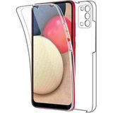 Apsuwa Samsung Galaxy A03S Ön Arka 360 Koruma Şeffaf Silikon Kamera Korumalı Saydam Kılıf