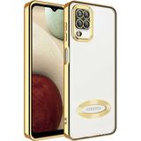 Apsuwa Samsung Galaxy A12 Kılıf Omega Kamera Korumalı Logo Gösteren Silikon - Gold