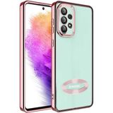 Apsuwa Samsung Galaxy A73 Kılıf Omega Kamera Korumalı Logo Gösteren Silikon - Rose Gold