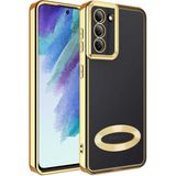Apsuwa Samsung Galaxy S21 Fe Kılıf Omega Kamera Korumalı Logo Gösteren Silikon - Gold