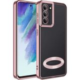 Apsuwa Samsung Galaxy S21 Fe Kılıf Omega Kamera Korumalı Logo Gösteren Silikon - Rose Gold