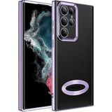 Apsuwa Samsung Galaxy S22 Ultra Kılıf Omega Kamera Korumalı Logo Gösteren Silikon - Lila