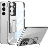 Apsuwa Samsung Galaxy S24 Plus Standlı Arkası Şeffaf Mika Gümüş Kılıf
