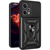 Apsuwa Xiaomi Poco F5 Kılıf Yüzüklü Sürgülü Kamera Korumalı Pars - Siyah
