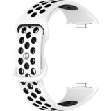 Apsuwa Xiaomi Redmi Watch 4 Uyumlu Kordon Delikli Silikon Beyaz Siyah - Beyaz - Siyah