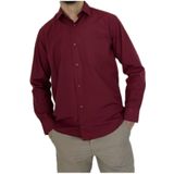 APT PRESTIGE Erkek Bordo Gömlek Yaka Klasik Geniş Kesim Dokuma Düz Gömlek Bordo M