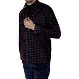 APT PRESTIGE Erkek Ekose Kare Desenli Lux Kadife Gömlek bordo M