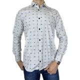 APT PRESTIGE Erkek Uzun Kol Siyah Beyaz Slim Fit Desenli Gömlek - 2XL