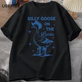 Aptal Kaz Gevşek T Shirt Erkekler Kadınlar Için Komik Cowgirl Batı TEE90S Moda Yuvarl 2822 - Siyah - XL