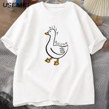 Aptal Kaz Üniversitesi O Boyun Teeerkek Giyim Tees Pamuk Rahat Baskı T Shirt Yaz Unis 2878 - Beyaz