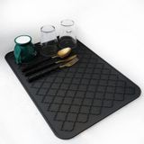 Aputue Bulaşık yıkama matı, 40x30 cm silikon mutfak paspası, kolay temizlenen bulaşık kurutma matı, ısıya dayanıklı sıcak tencere altlığı, tezgah veya lavabo için, buzdolabı ve çekmece astarı (Siyah)