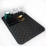 Aputue Bulaşık yıkama matı, 40x30 cm silikon mutfak paspası, kolay temizlenen bulaşık kurutma matı, ısıya dayanıklı sıcak tencere altlığı, tezgah veya lavabo için, buzdolabı ve çekmece astarı (Siyah)