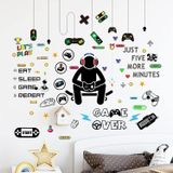 Aputue duvar çıkartmaları wall stickers, 6 sayfa 25x35 CM PVC malzeme, gamer video oyunu temalı, çıkarılabilir yapışkanlı çocuk oyun odası ve yatak odası için dekoratif DIY sanat stikerları
