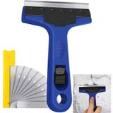 Aputue Jilet Kazıyıcı, 10 Cm Uzunluğunda Profesyonel Kazıma Aleti, 10 Ekstra Metal Yedek Bıçak İçerir, Yapıştırıcı, Boya, Sızdırmazlık Malzemesi, Çıkartma Temizleme İçin, Cam, Fayans