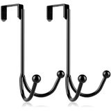 Aputue kapı askısı door hook, 2 adet çift kancalı siyah metal organizatör, banyo ve yatak odası için ağır hizmet tipi askı aparatı, havlu bornoz ceket için çizilmez süngerli kapı arkası askısı