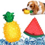 Aputue köpek oyuncağı dog toy, yazlık dondurulabilir buzlu serinletici çiğneme aparatı, karpuz ve ananas şekilli interaktif TPR malzeme, suda yüzen sesli yavru orta boy köpekler için kaygı giderici