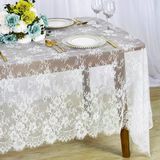 Aputue Masa Örtüsü, 150x300 cm Ketenden Yapılmış, Yemek Masası İçin, Beyaz Dantel Desenli, Catering Etkinlikleri, Akşam Yemek Partileri ve Düğün Dekorasyonları İçin Şık Masa Örtüsü