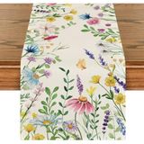 Aputue masa örtüsü, 33x183cm çiçekli bahar deseni, dayanıklı polyester kumaş kır evi stili, rustik mutfak dekorasyonu, iç ve dış mekan yemek masası aksesuarı, yıkanabilir şık süsleme