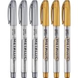 Aputue metal boya kalemi metal crayon, 6 PCS altın ve gümüş su geçirmez işaretleyici, hızlı kuruyan kalıcı markörler, kumaş ahşap taş boyama ve kendin yap albümü süsleme için hediye