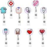 Aputue Rozet kaydırıcı standıBadge slider stand, 10 adet geri çekilebilir yaka kartı tutucu, 75 CM naylon kordonlu PVC desenli aksesuarlar, ofis çalışanları ve hemşireler için sevimli klips