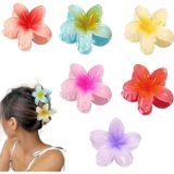 Aputue saç tokası, 6 adet plumeria çiçeği mat pençe klipsi, dayanıklı ve sağlam Hawaii aksesuarı, kaymaz büyük çiçekli tokalar, kalın veya ince saçlar için şık tasarımlar, yazlık plaj hediyesi