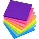 Aputue Yapışkan Notlar, 8 Adet Sekmeli, Parlak Renkler Kendinden Yapışkanlı Bloknot, Çizgili 7.6 x 7.6 cm, Mini Kolay Yapıştırma, Ev, Ofis, Defter için, 8 Renk, 360 Yaprak