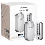 Aqara Smart Lock U200 (Parmak İzi İle), Matter Over Thread, Apple Home Key Ve Şarj Edilebilir Pil İle Akıllı Kapı Kilidi, Apple, Google Home, Alexa Ve Smartthings İle Uyumlu, Gümüş