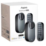 Aqara Smart Lock U200 (Parmak İzi İle), Matter Over Thread, Apple Home Key Ve Şarj Edilebilir Pil İle Akıllı Kapı Kilidi, Homekit, Google Home, Alexa Ve Smartthings'i Destekler, Siyah
