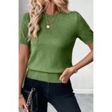 AQE FASHION Bisiklet Yaka Likralı Kısa Kollu Mint Bluz