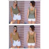 AQE FASHION Kadın Ön Arka V Yaka Kolsuz Askılı Sim Detaylı 2'li Paket BluzHAKİ-CAMEL