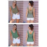 AQE FASHION Kadın Ön Arka V Yaka Kolsuz Askılı Sim Detaylı 2'li Paket BluzHAKİ-MİNT