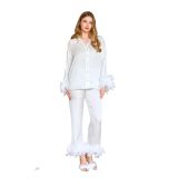 Aqua 25583 Gömlek Yaka Otrişli Saten Pijama Takımı