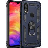 Aqua Aksesuar Huawei Y7 Prime 2019 Kılıf Metal Yüzüklü Tank Zırh Standlı Kılıf - Mavi